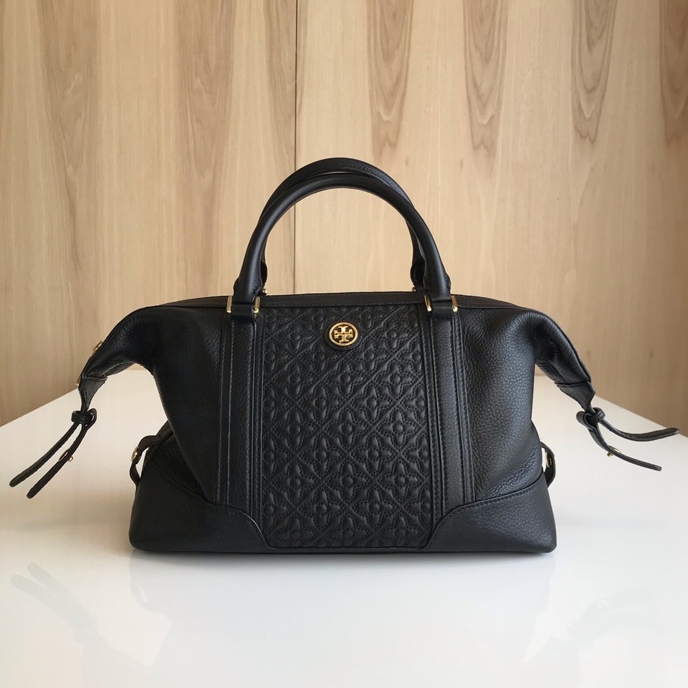 Tory Burch Black Pebbled Leather Satchel